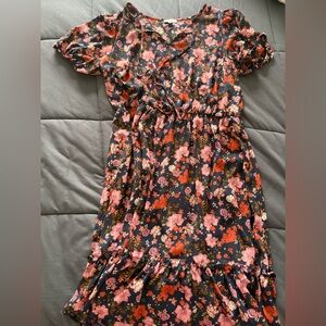 AUW Pink and Black Floral Dress